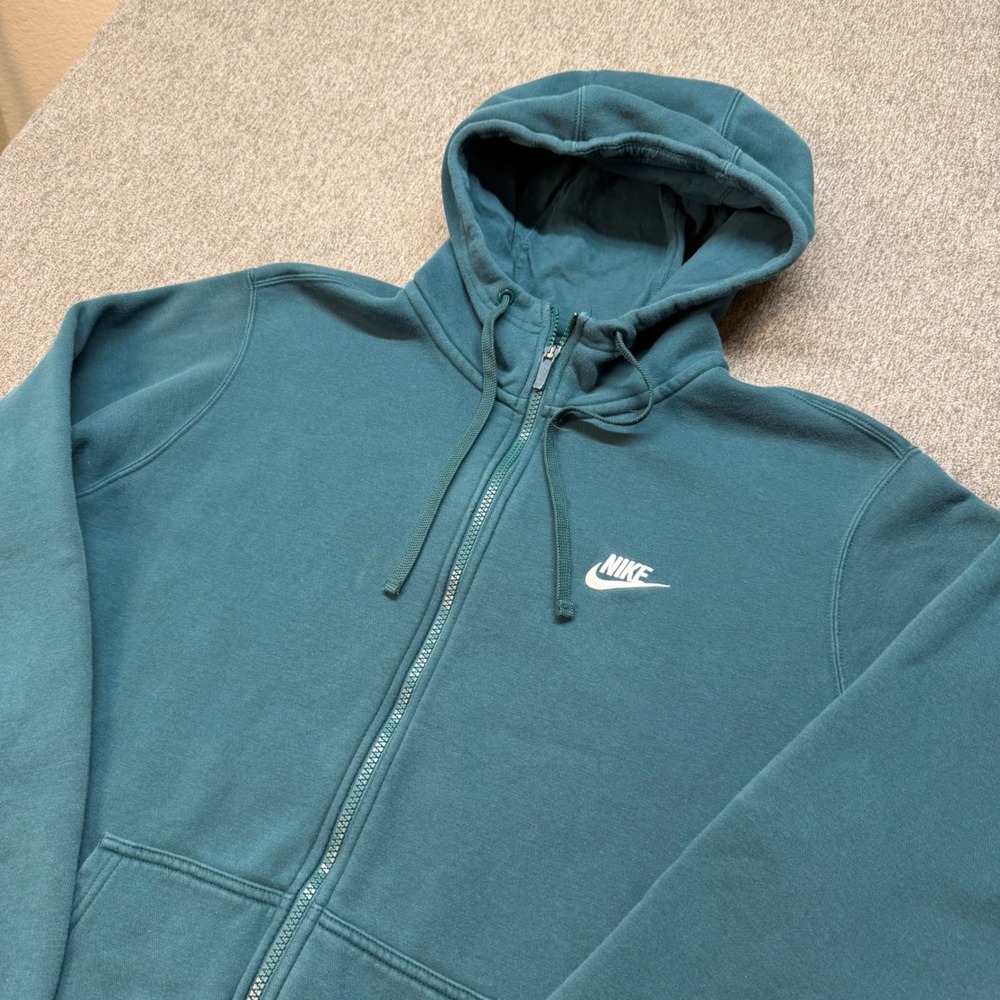 Nike Mens Full Zip Hoodie XL Teal Green Fleece Sportswear‎ 804389-375